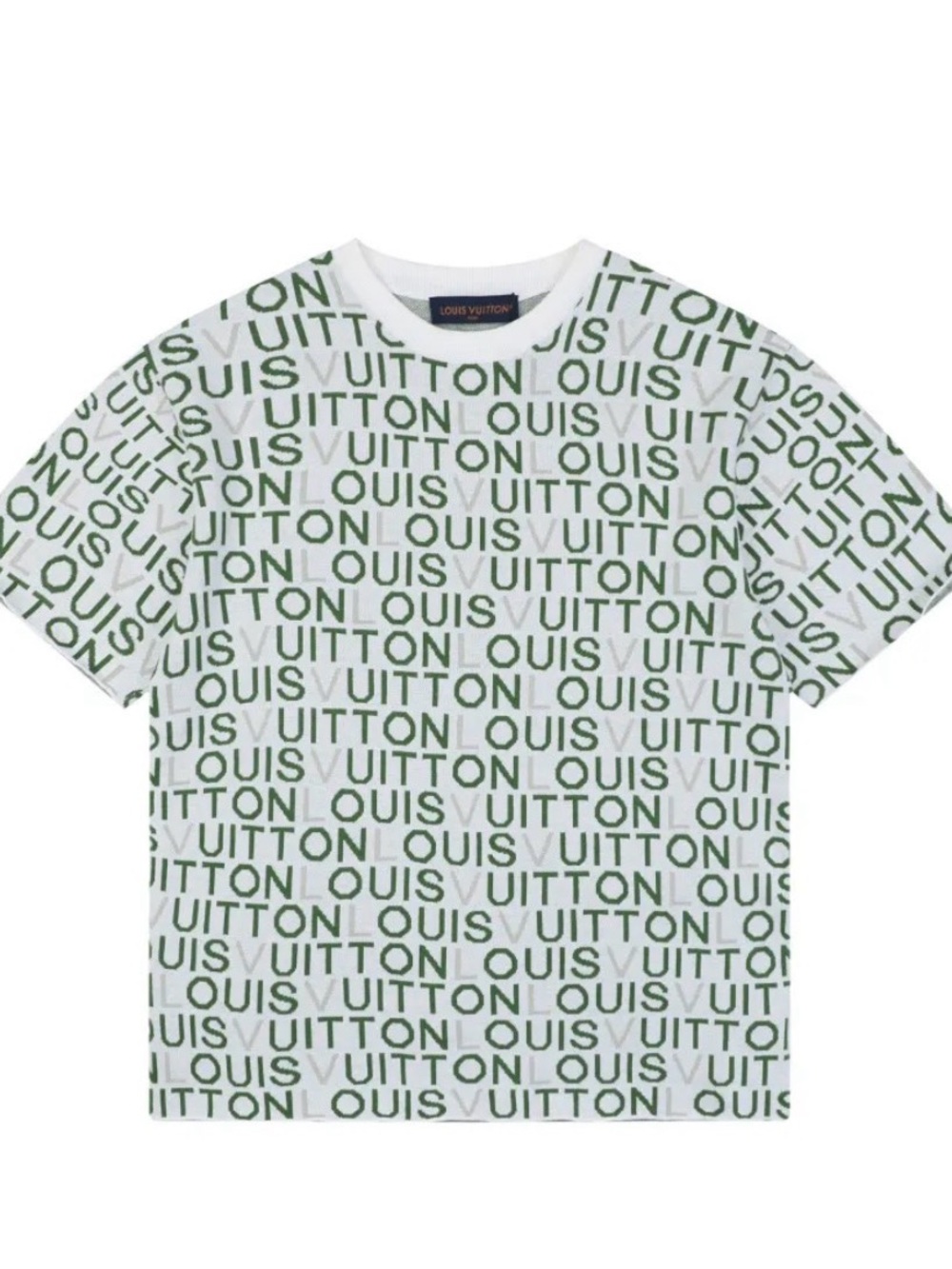Louis Vuitton White Tee with Green All-Over Logo
